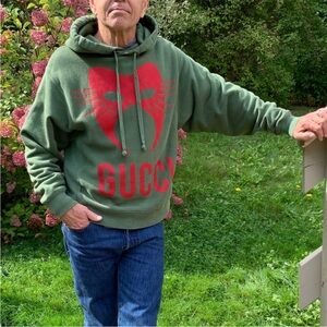 📌 Rare Gucci FW19 Manifesto Mask Green Hoodie - FEATURED ON RUNWAY